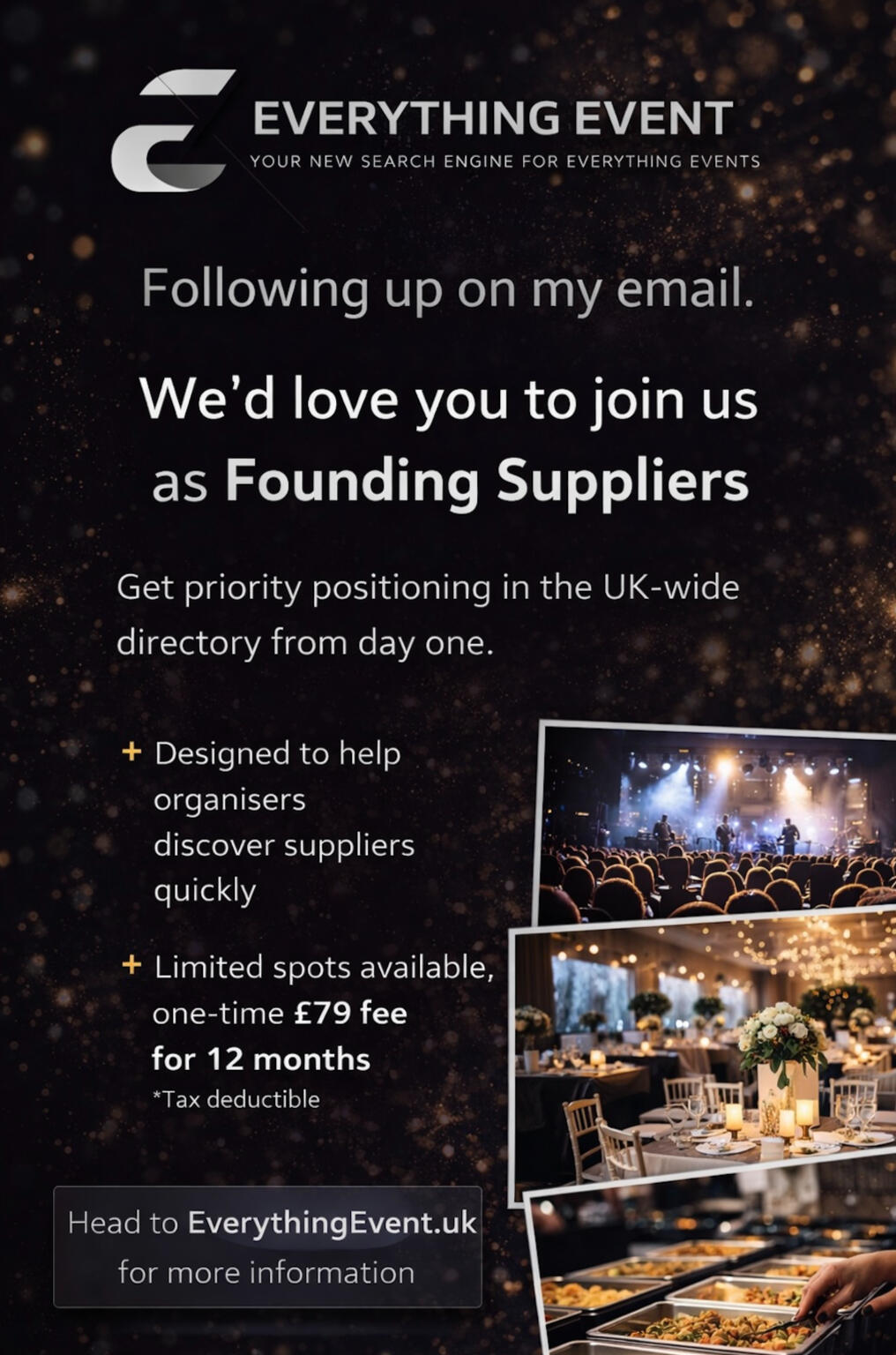 Join Everything Event as a Founding Supplier - £79* for 12 months (*tax deductible)